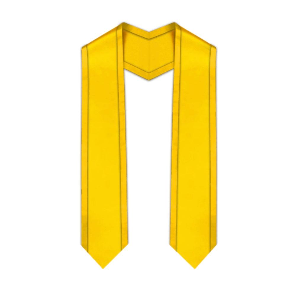 Gold Pointed Graduation Stole with Gold Trim - Graduation Gown and Cap