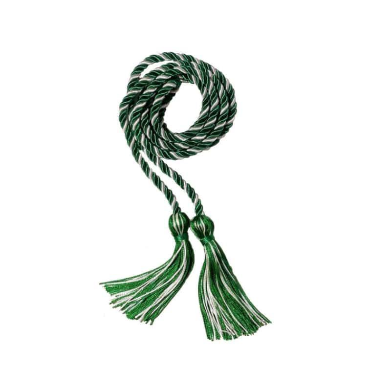 Emerald Green and White Intertwined Honor Cord - Graduation Seller