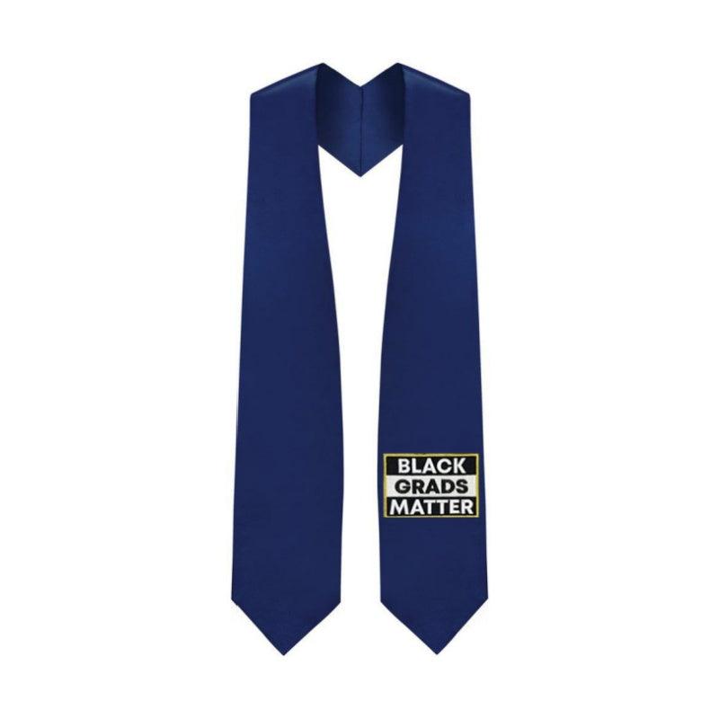 Navy BLACK GRADS MATTER Graduation Stole - Graduation Gown and Cap