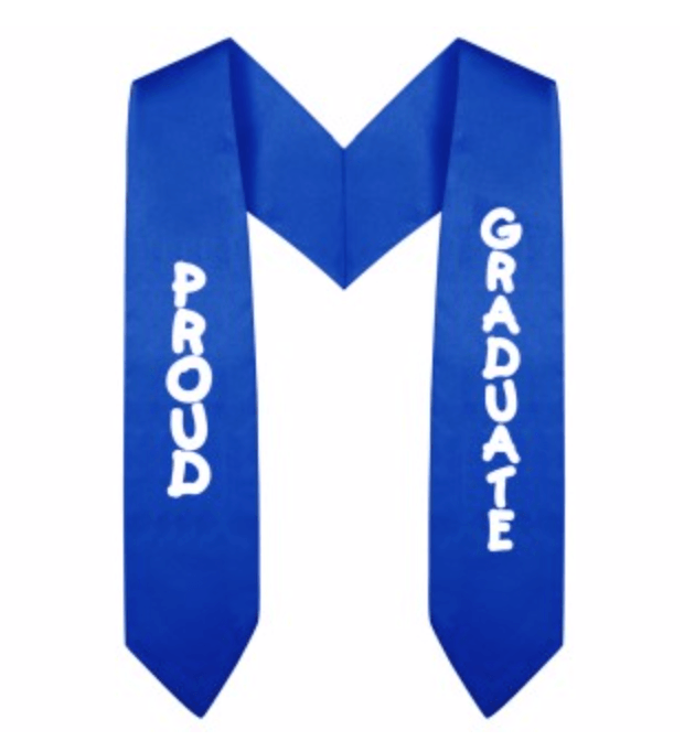 Royal Blue Imprinted Kindergarten/Preschool Stole - Graduation Gown and Cap