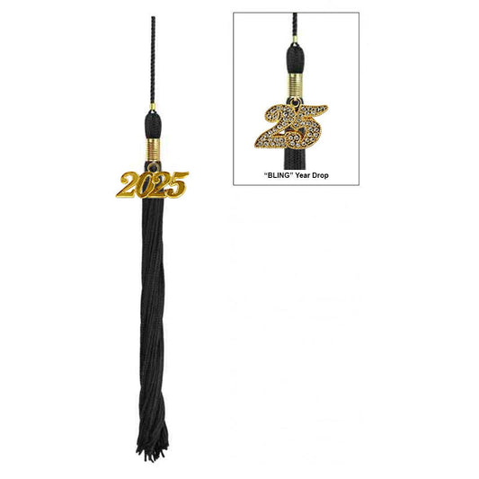 Shiny Black High School Cap & Tassel - Graduation Gown and Cap