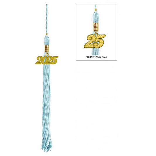 Shiny Light Blue High School Cap & Tassel - Graduation Gown and Cap