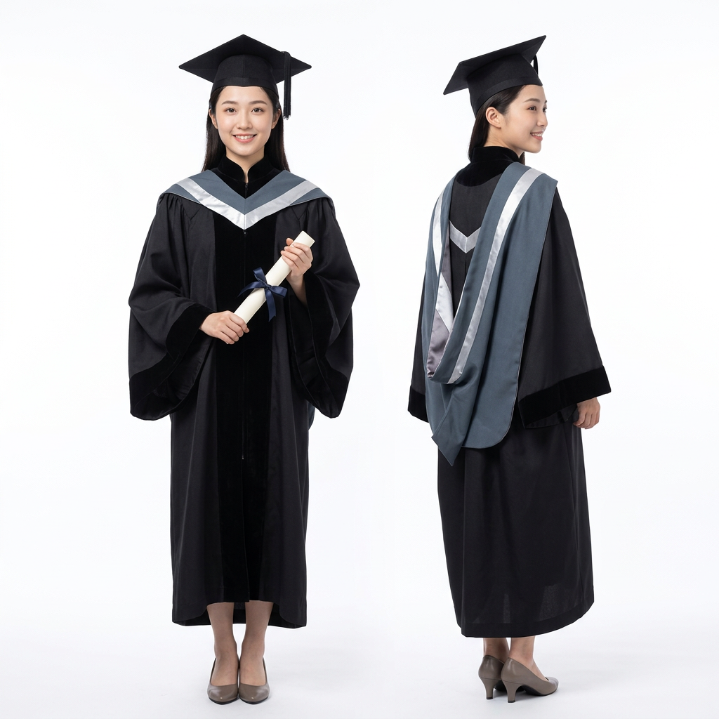 Female Graduate Model in CUHK Bachelor of Business Administration Graduation Regalia Holding Diploma