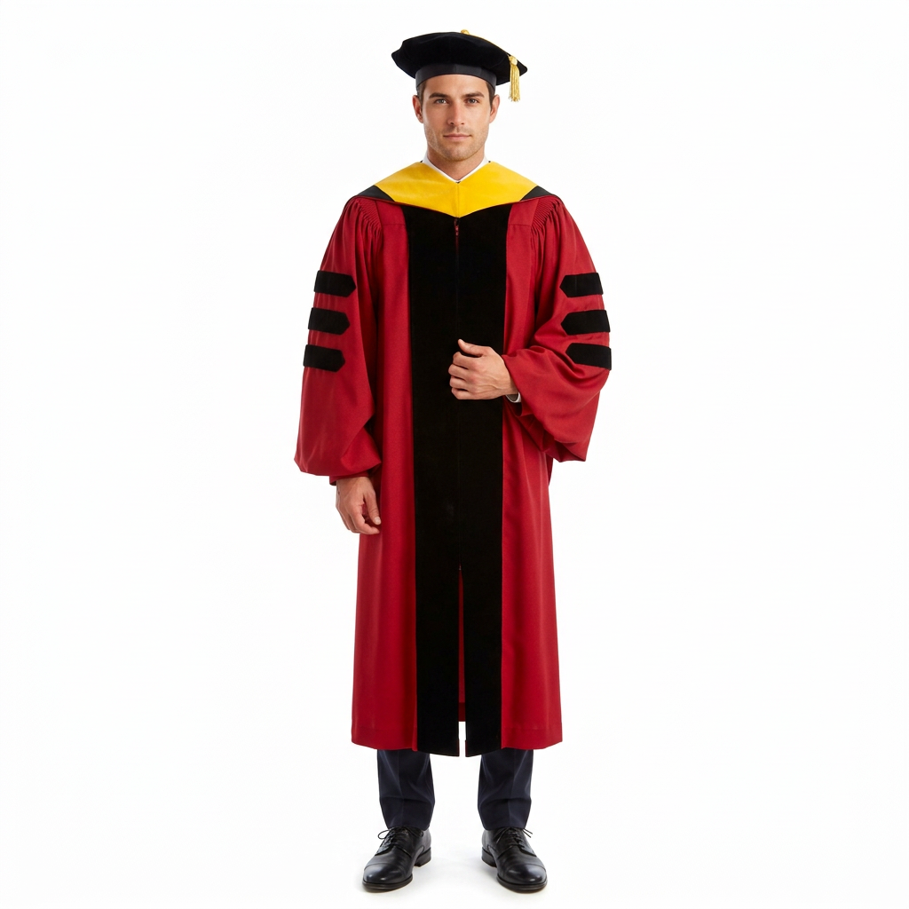 Male Graduate Model Wearing Stanford University Doctoral Gown