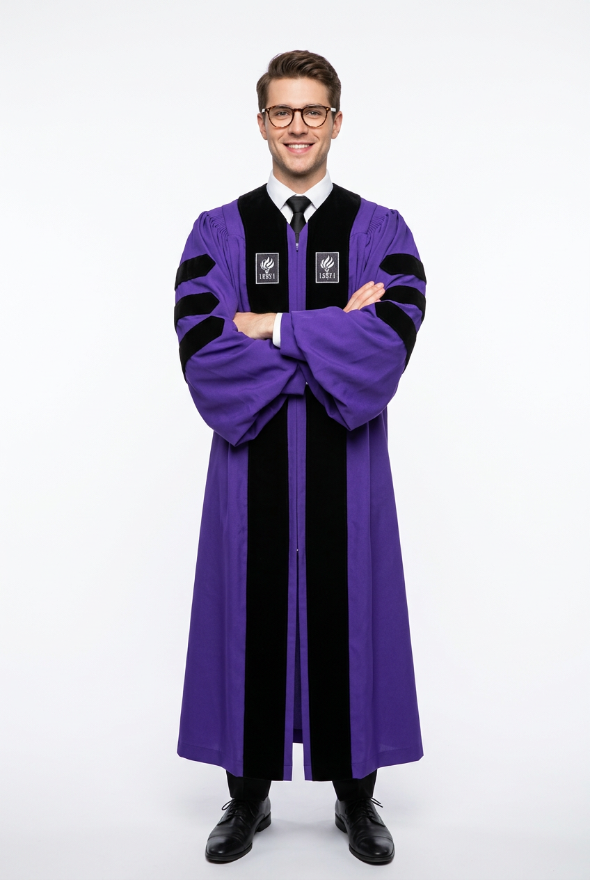 Doctoral Graduate Male Model in Gown