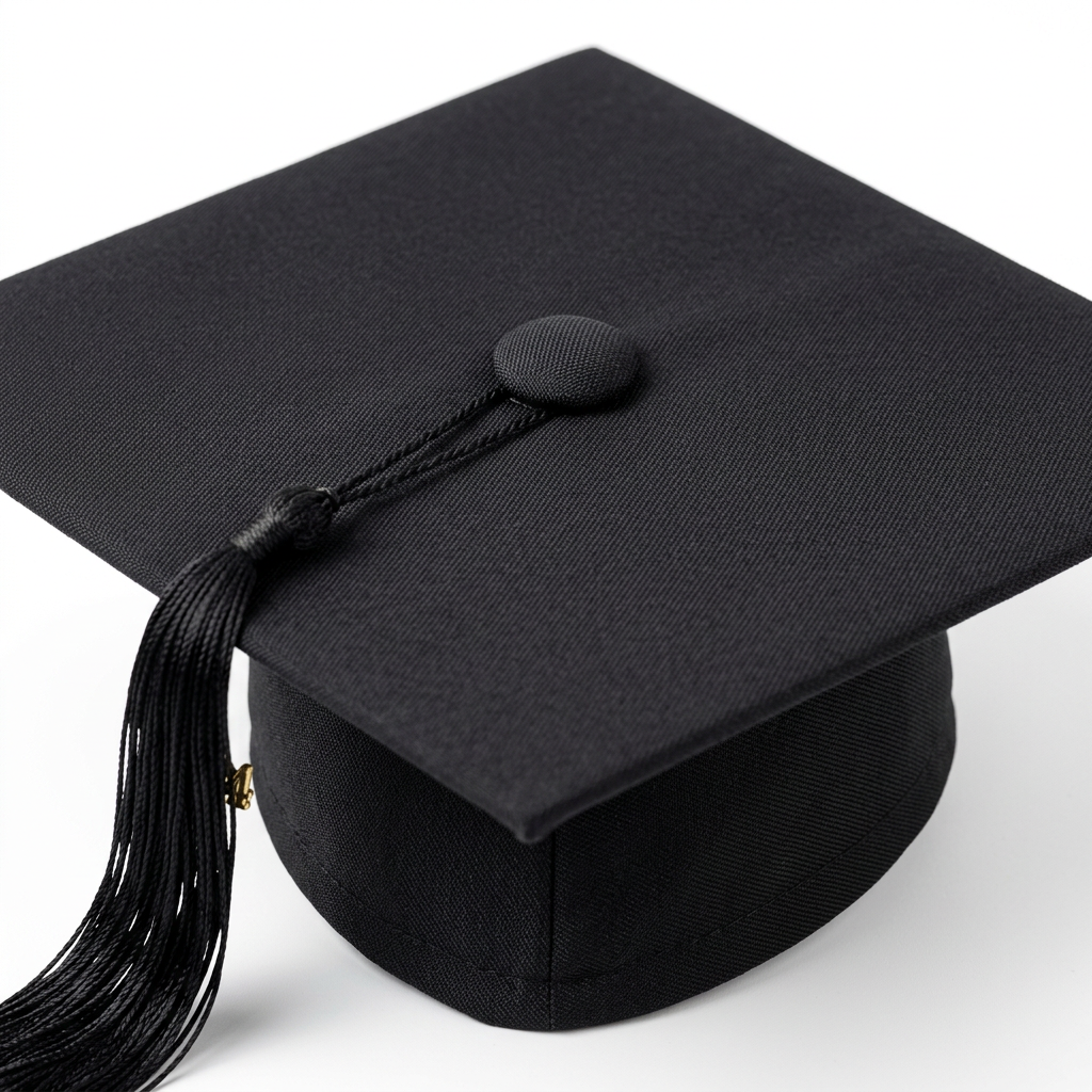Classic Mortarboard Cap and Black Tassel Detail