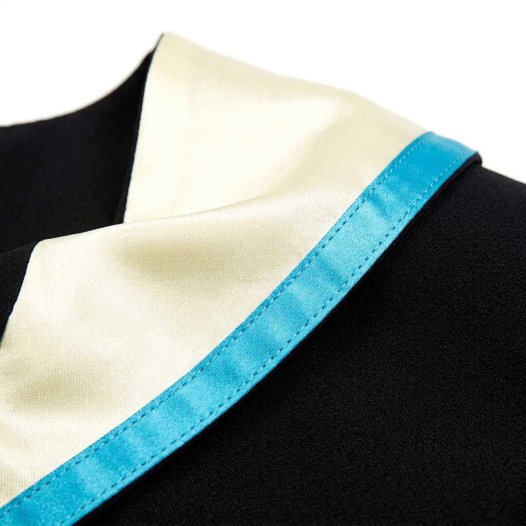 USYD Master Regalia Ivory Cream and Cyan Blue Satin Ribbon Lining Craftsmanship Detail