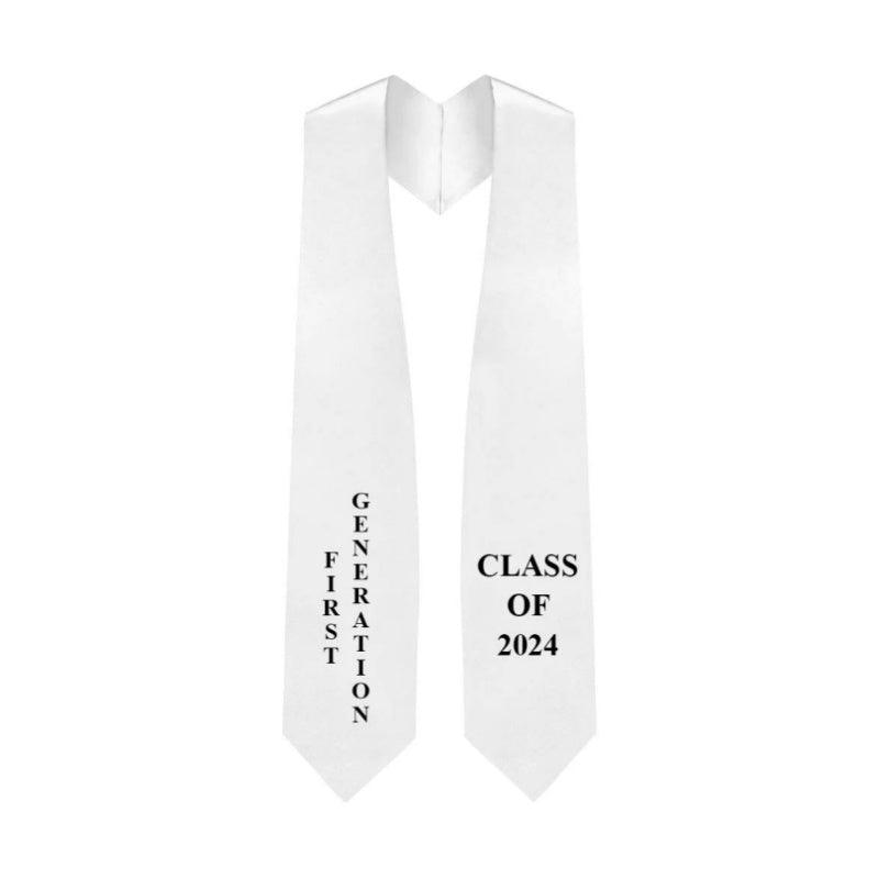 White "First Generation" 2024/2025 Graduation Stole - Graduation Gown and Cap