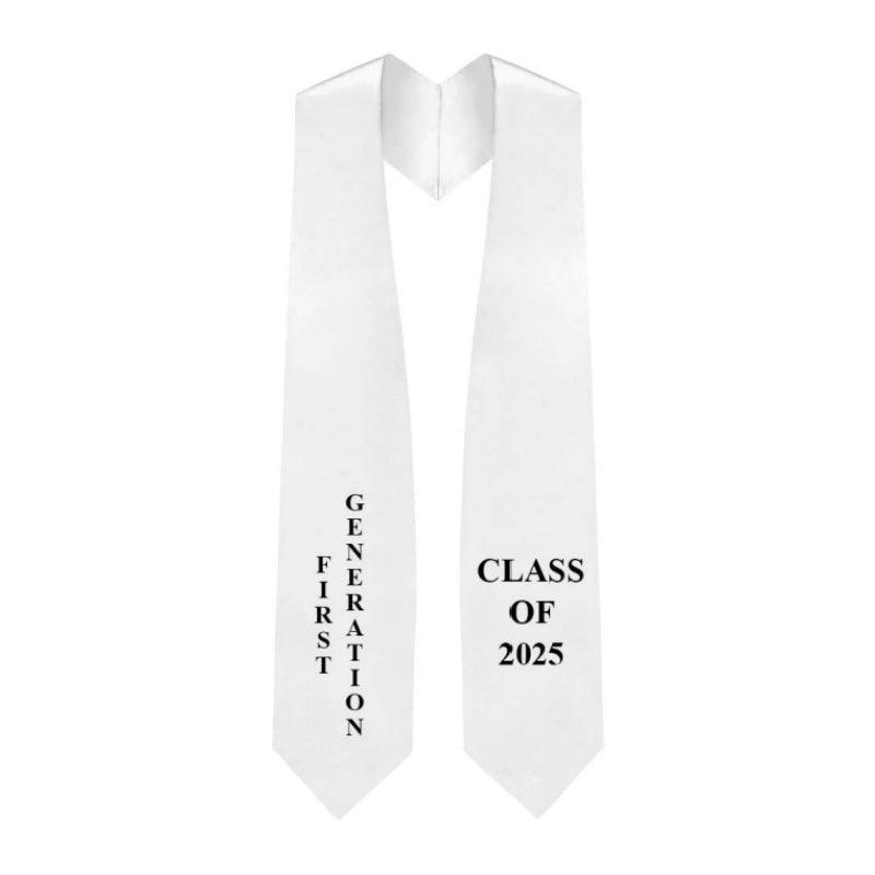 White "First Generation" 2024/2025 Graduation Stole - Graduation Gown and Cap
