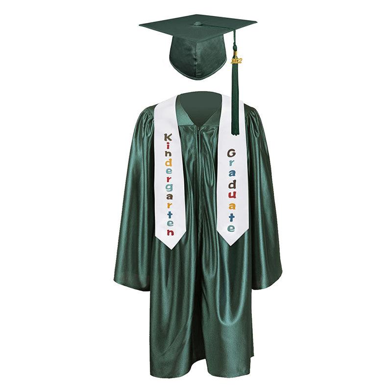 12 Colors shiny Kindergarten/Preschool Graduation Set – Gown, Cap, Stole, Tassel - Graduation Gown and Cap