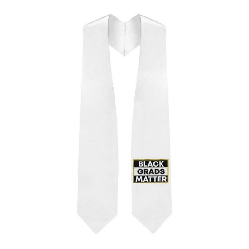 White BLACK GRADS MATTER Graduation Stole - Graduation Gown and Cap