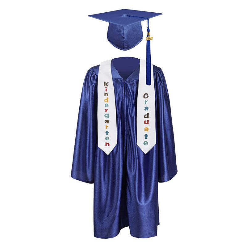 12 Colors shiny Kindergarten/Preschool Graduation Set – Gown, Cap, Stole, Tassel - Graduation Gown and Cap