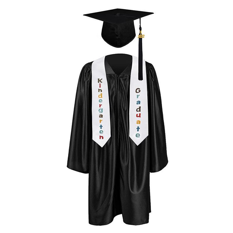 12 Colors shiny Kindergarten/Preschool Graduation Set – Gown, Cap, Stole, Tassel - Graduation Gown and Cap