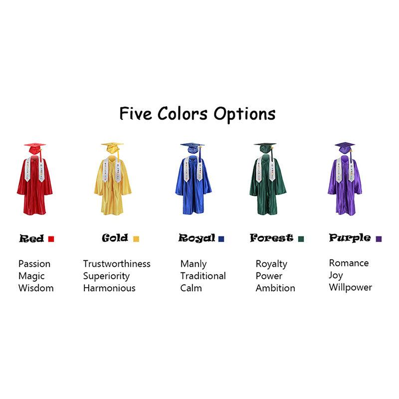 12 Colors shiny Kindergarten/Preschool Graduation Set – Gown, Cap, Stole, Tassel - Graduation Gown and Cap