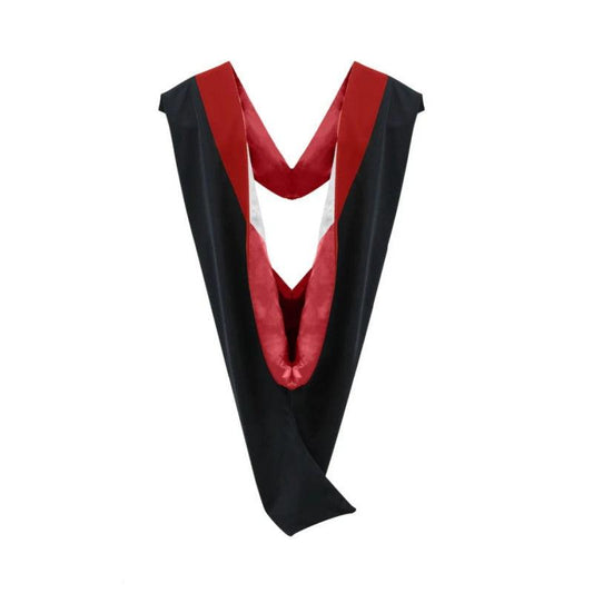 Deluxe Bachelors/Masters Hood - Scarlet Velvet, Red & White - Graduation Gown and Cap
