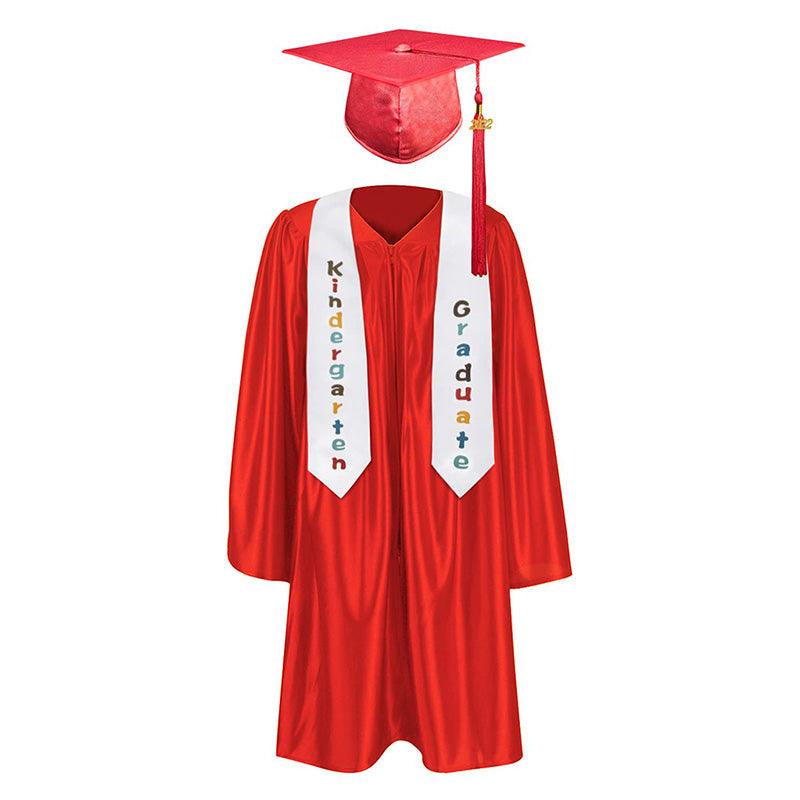 12 Colors shiny Kindergarten/Preschool Graduation Set – Gown, Cap, Stole, Tassel - Graduation Gown and Cap