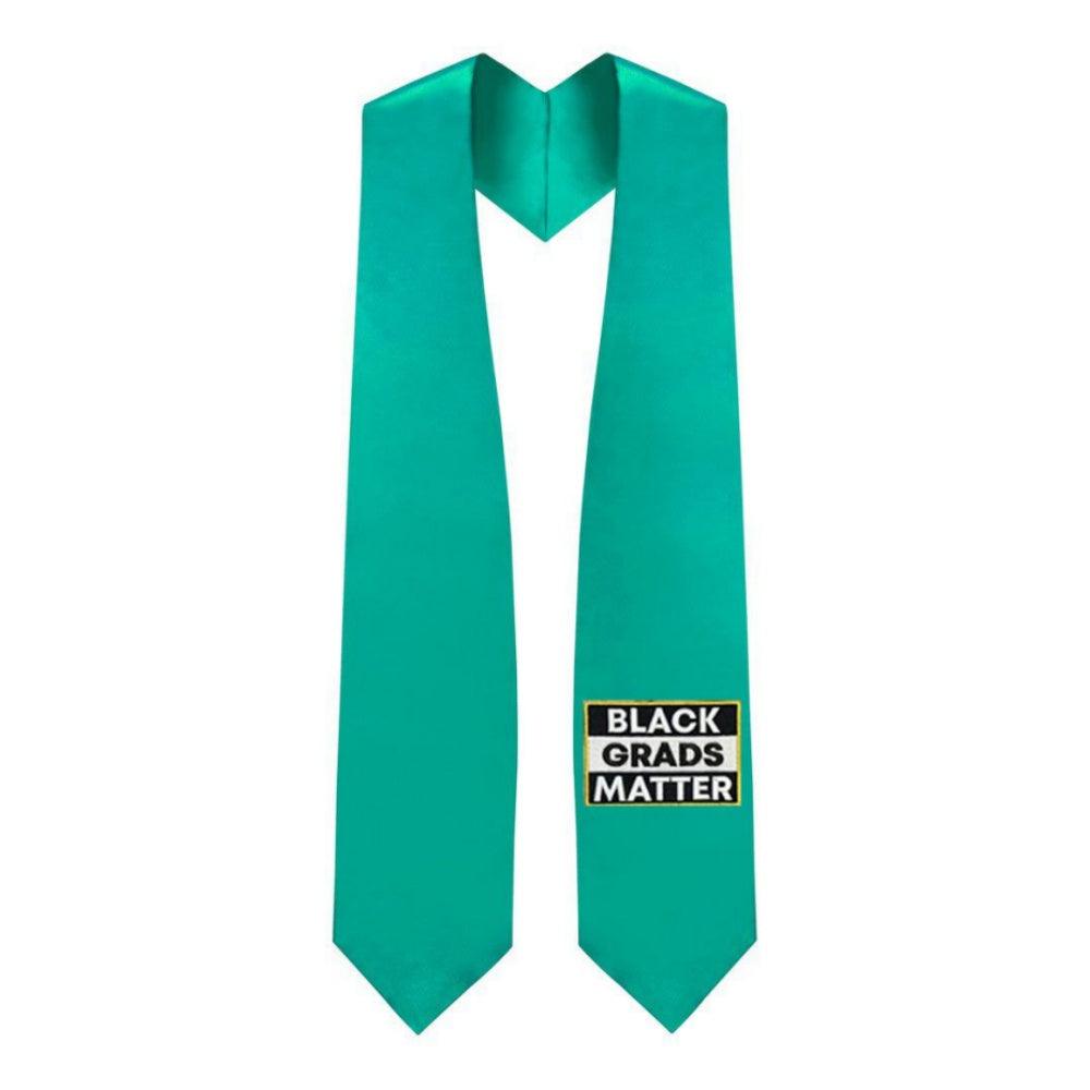 Emerald Green BLACK GRADS MATTER Graduation Stole - Graduation Gown and Cap