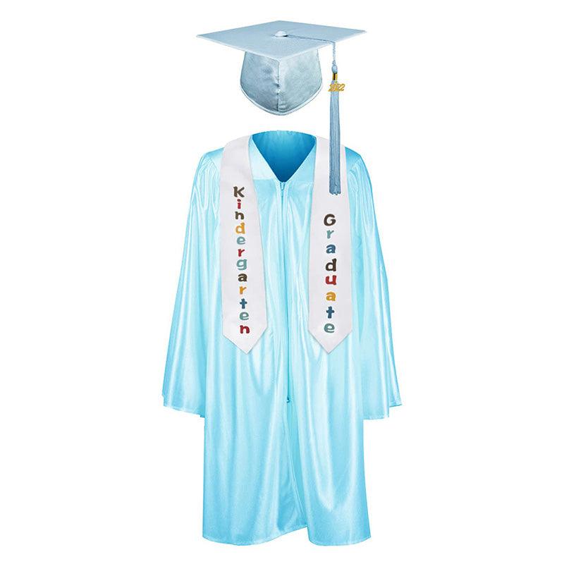 12 Colors shiny Kindergarten/Preschool Graduation Set – Gown, Cap, Stole, Tassel - Graduation Gown and Cap