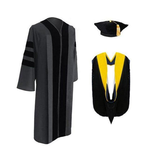 Classic Doctoral Tam, Gown & Hood Package - Graduation Gown and Cap