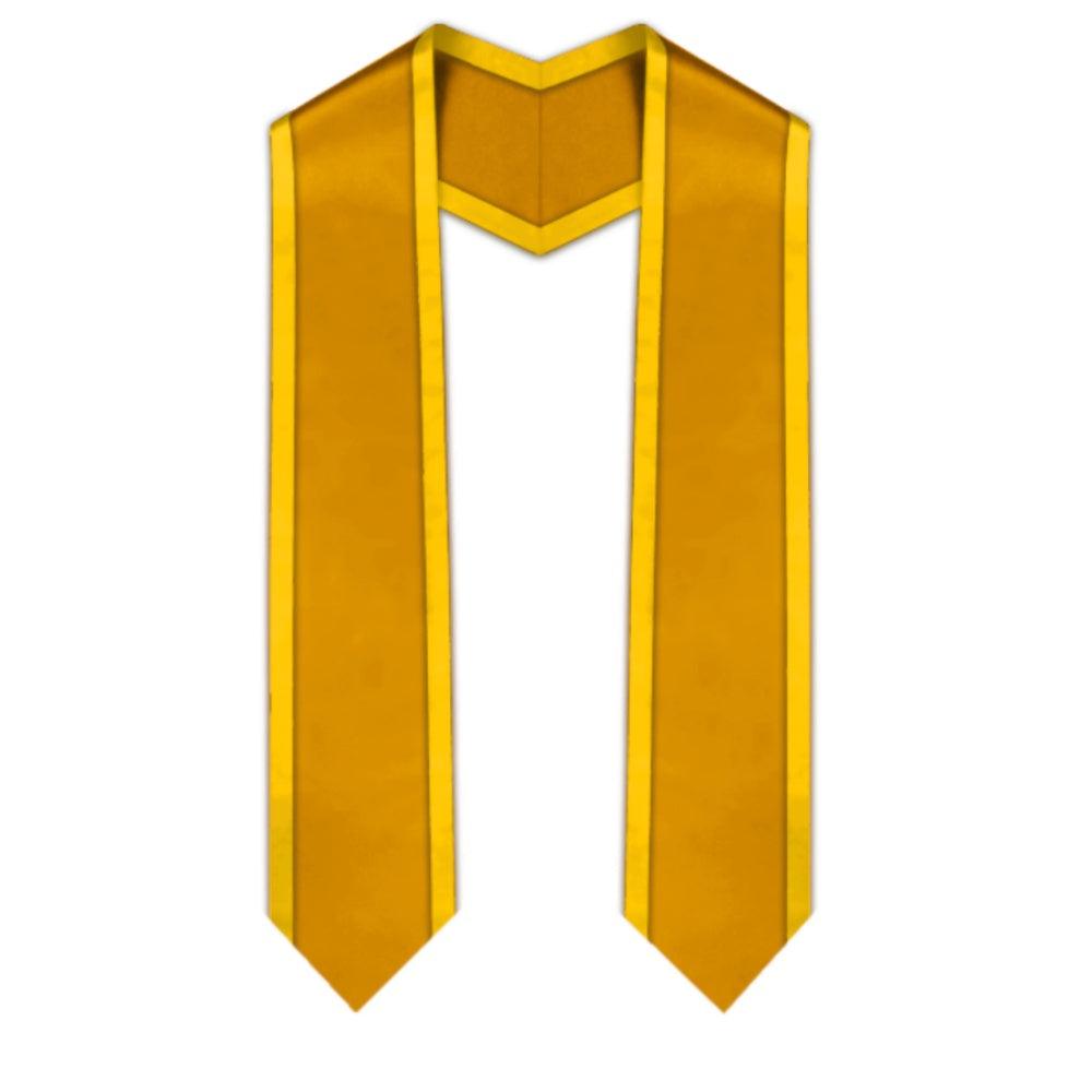 Antique Gold Pointed Graduation Stole with Gold Trim - Graduation Gown and Cap