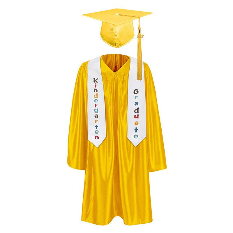 12 Colors shiny Kindergarten/Preschool Graduation Set – Gown, Cap, Stole, Tassel - Graduation Gown and Cap