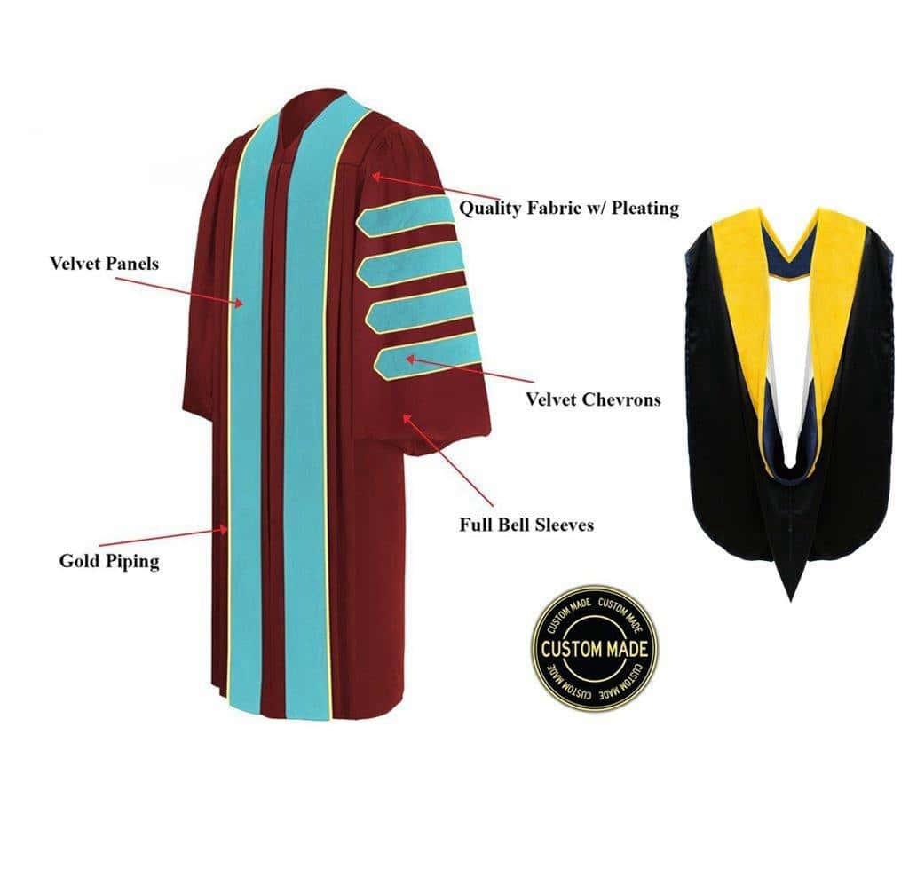 Custom Doctoral Graduation Gown and Hood Package - Doctorate Regalia - Graduation Gown and Cap
