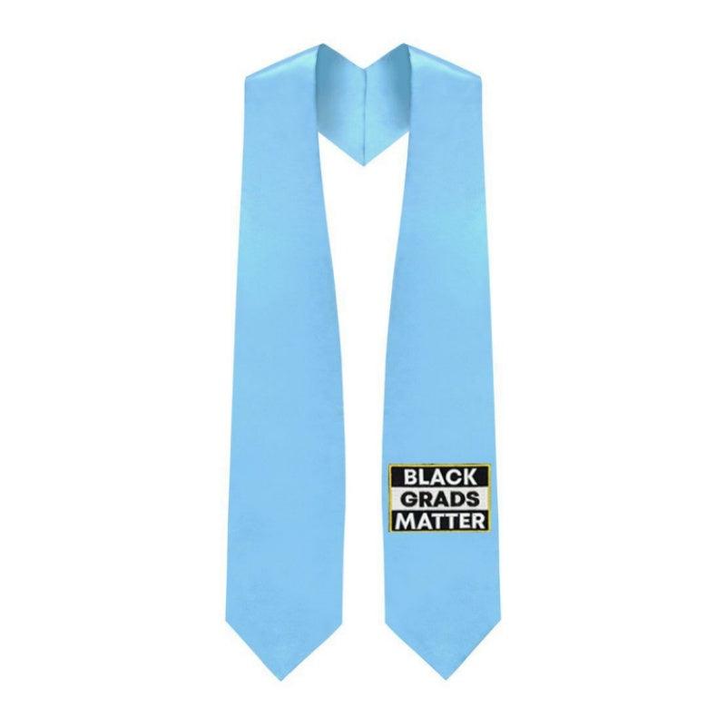 Light Blue BLACK GRADS MATTER Graduation Stole - Graduation Gown and Cap