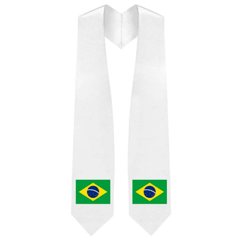 Brazil Embroidered Patch Stole - Brazilian Flag Patch Sash - Graduation Gown and Cap