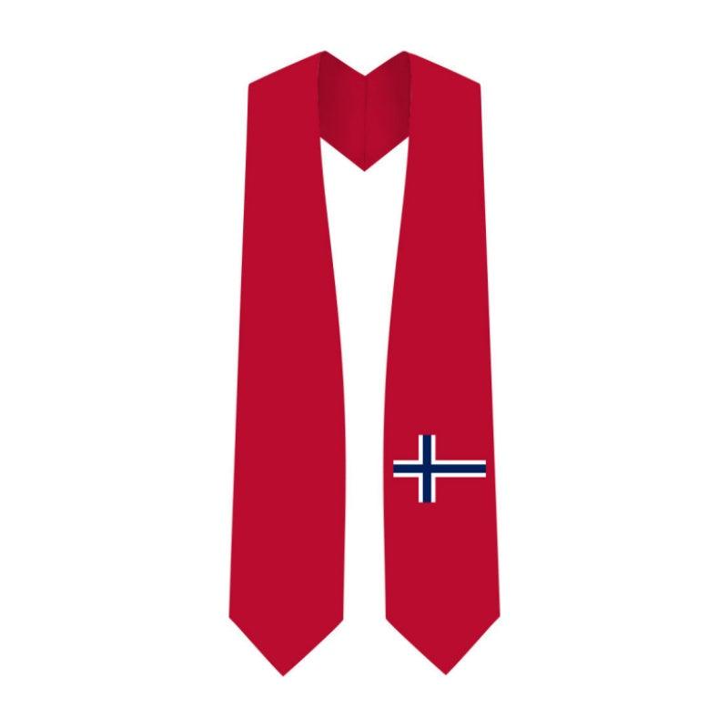 Norway Graduation Stole - Norwegian Flag Sash - Graduation Gown and Cap