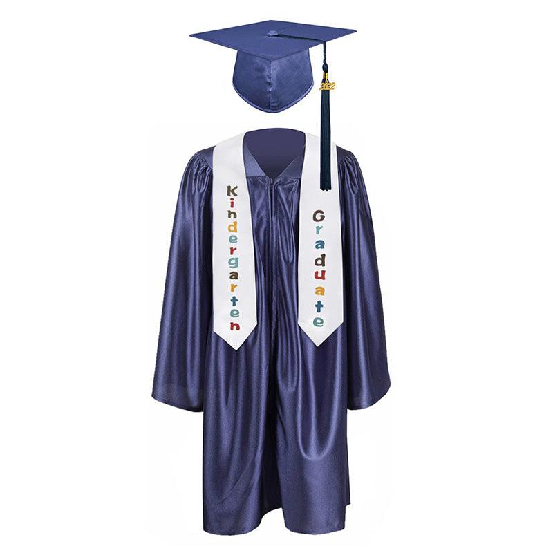 12 Colors shiny Kindergarten/Preschool Graduation Set – Gown, Cap, Stole, Tassel - Graduation Gown and Cap
