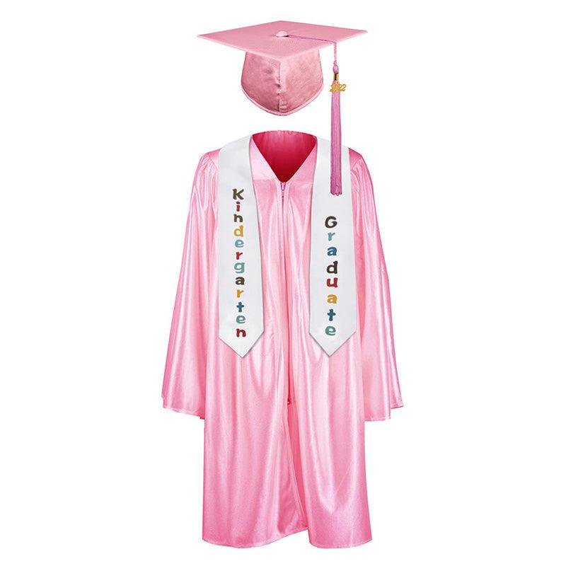 12 Colors shiny Kindergarten/Preschool Graduation Set – Gown, Cap, Stole, Tassel - Graduation Gown and Cap