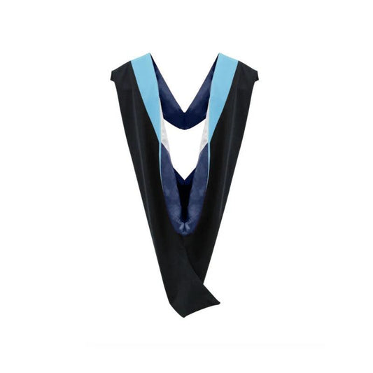 Deluxe Bachelors/Masters Hood - Light Blue Velvet, Navy & White - Graduation Gown and Cap