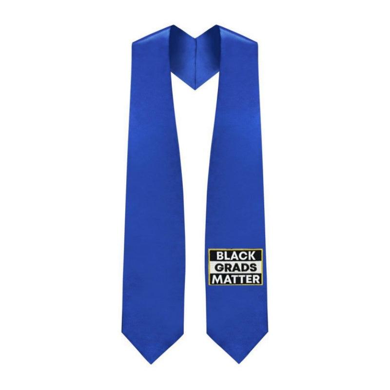 Royal Blue BLACK GRADS MATTER Graduation Stole - Graduation Gown and Cap