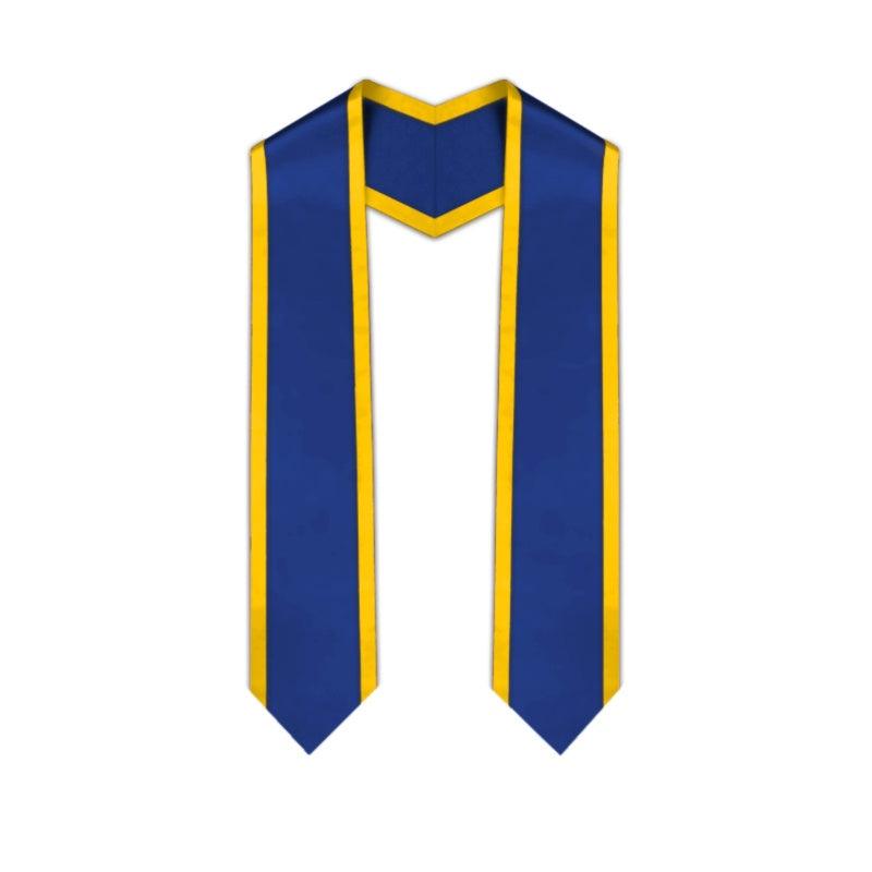 Royal Blue Pointed Graduation Stole with Gold Trim - Graduation Gown and Cap
