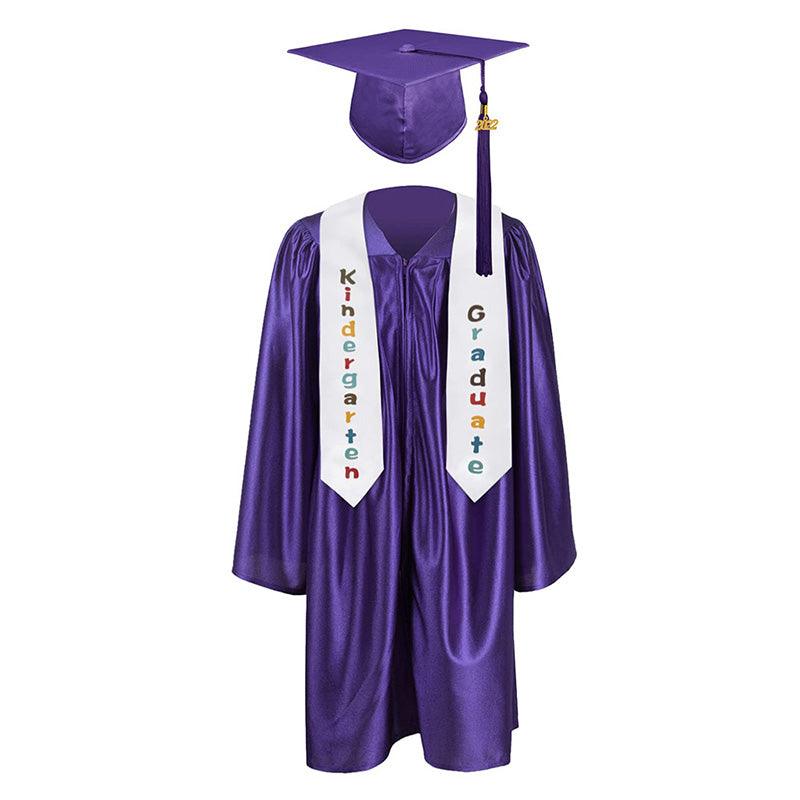 12 Colors shiny Kindergarten/Preschool Graduation Set – Gown, Cap, Stole, Tassel - Graduation Gown and Cap