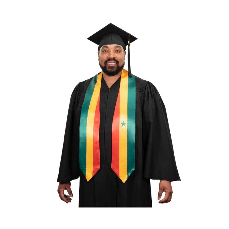 Senegal Graduation Stole - Senegal Flag Sash - Graduation Gown and Cap