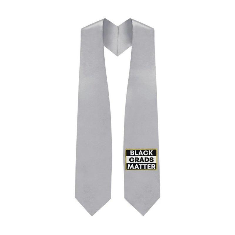 Silver BLACK GRADS MATTER Graduation Stole - Graduation Gown and Cap