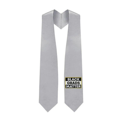 Silver BLACK GRADS MATTER Graduation Stole - Graduation Gown and Cap