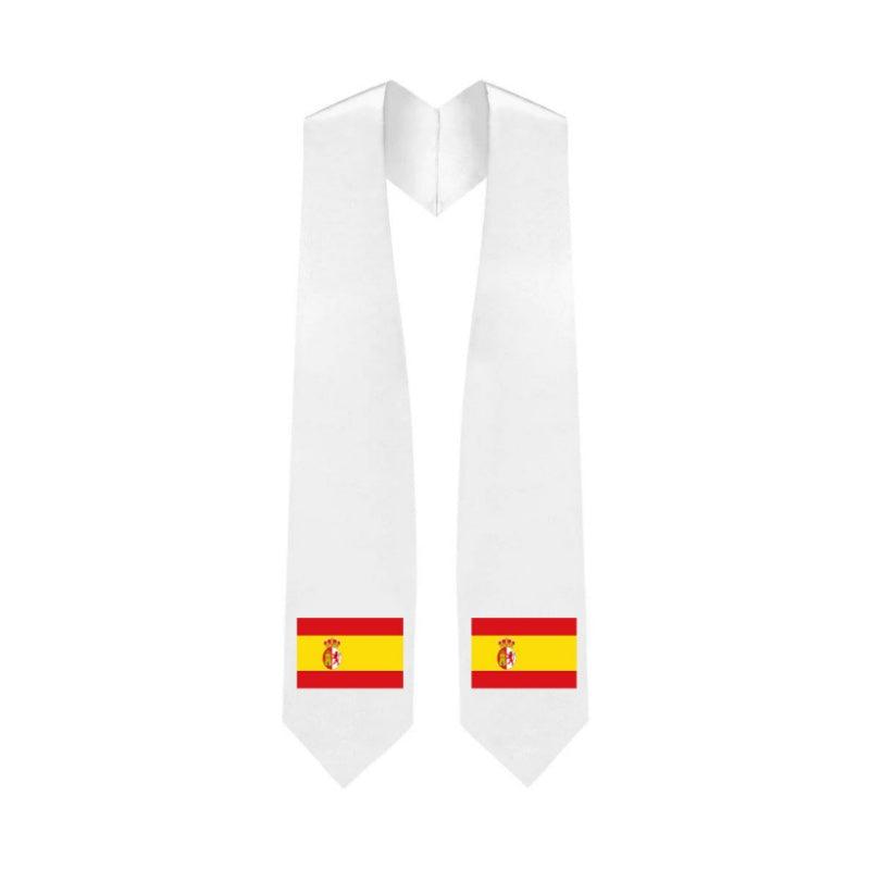 Spain Embroidered Patch Stole - Spanish Flag Patch Sash - Graduation Gown and Cap