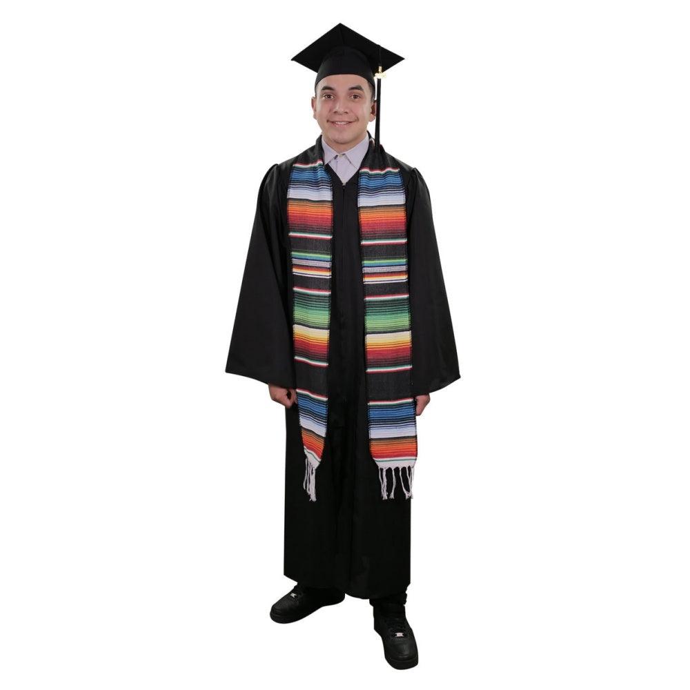Black Mexican Serape Graduation Stole/Sash - Graduation Gown and Cap
