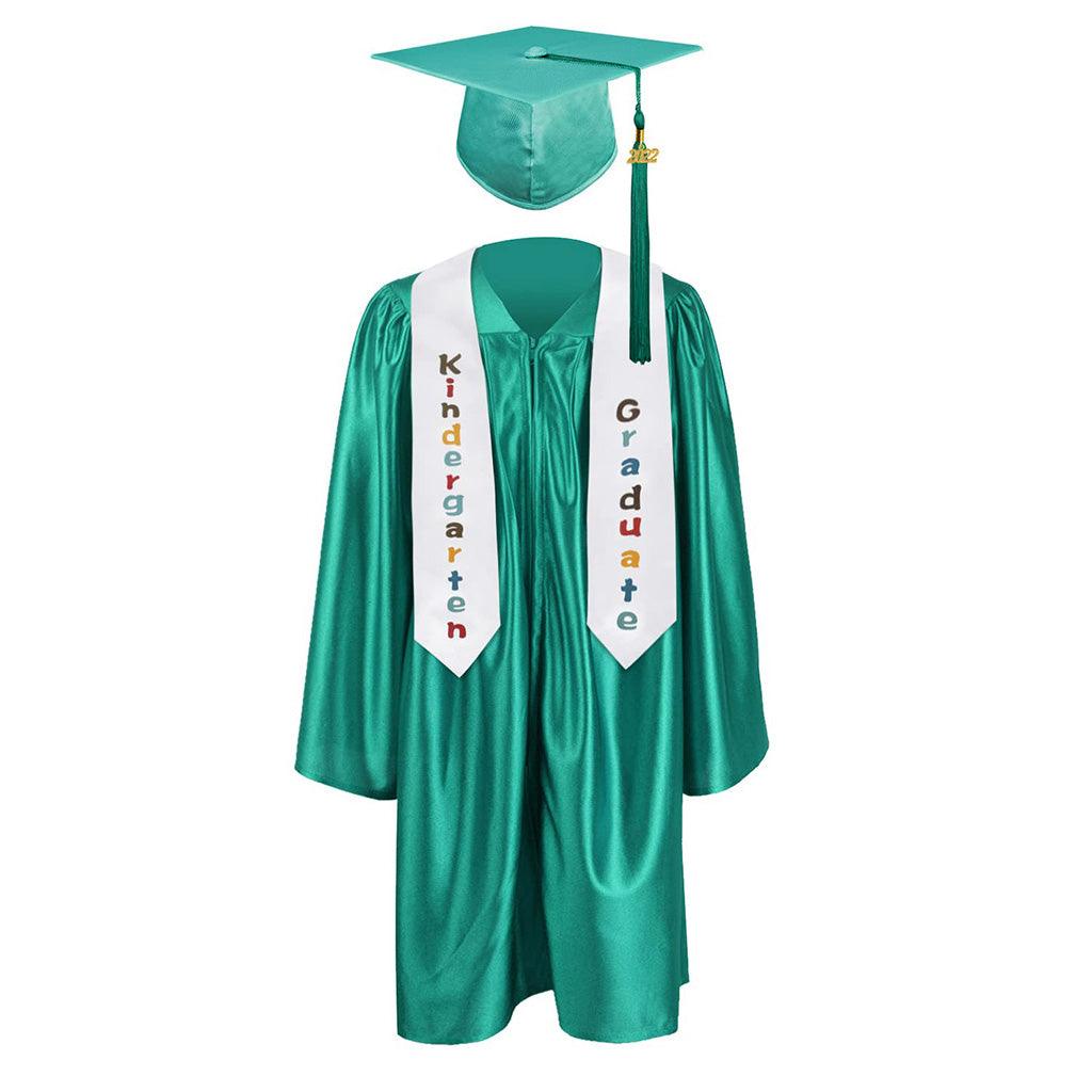 12 Colors shiny Kindergarten/Preschool Graduation Set – Gown, Cap, Stole, Tassel - Graduation Gown and Cap