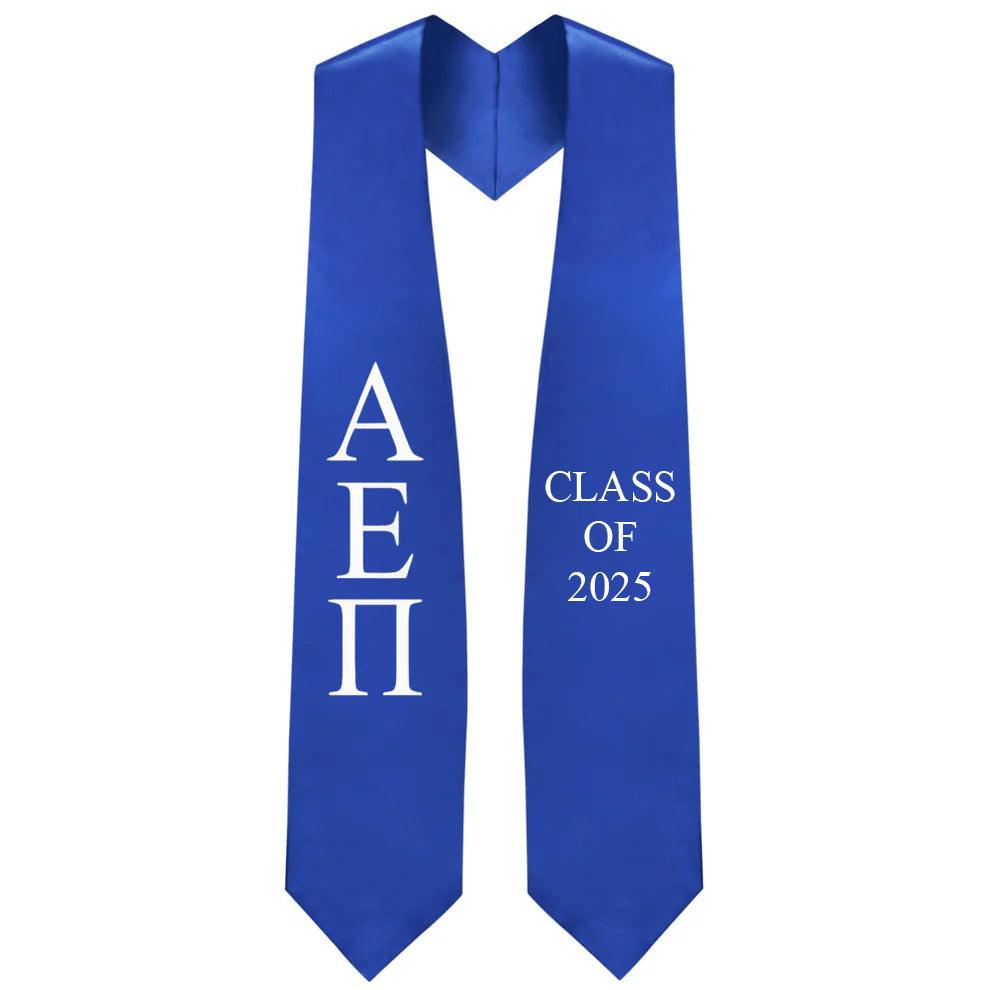 Alpha Epsilon Pi Greek Lettered Stole w/ Year - Graduation Gown and Cap