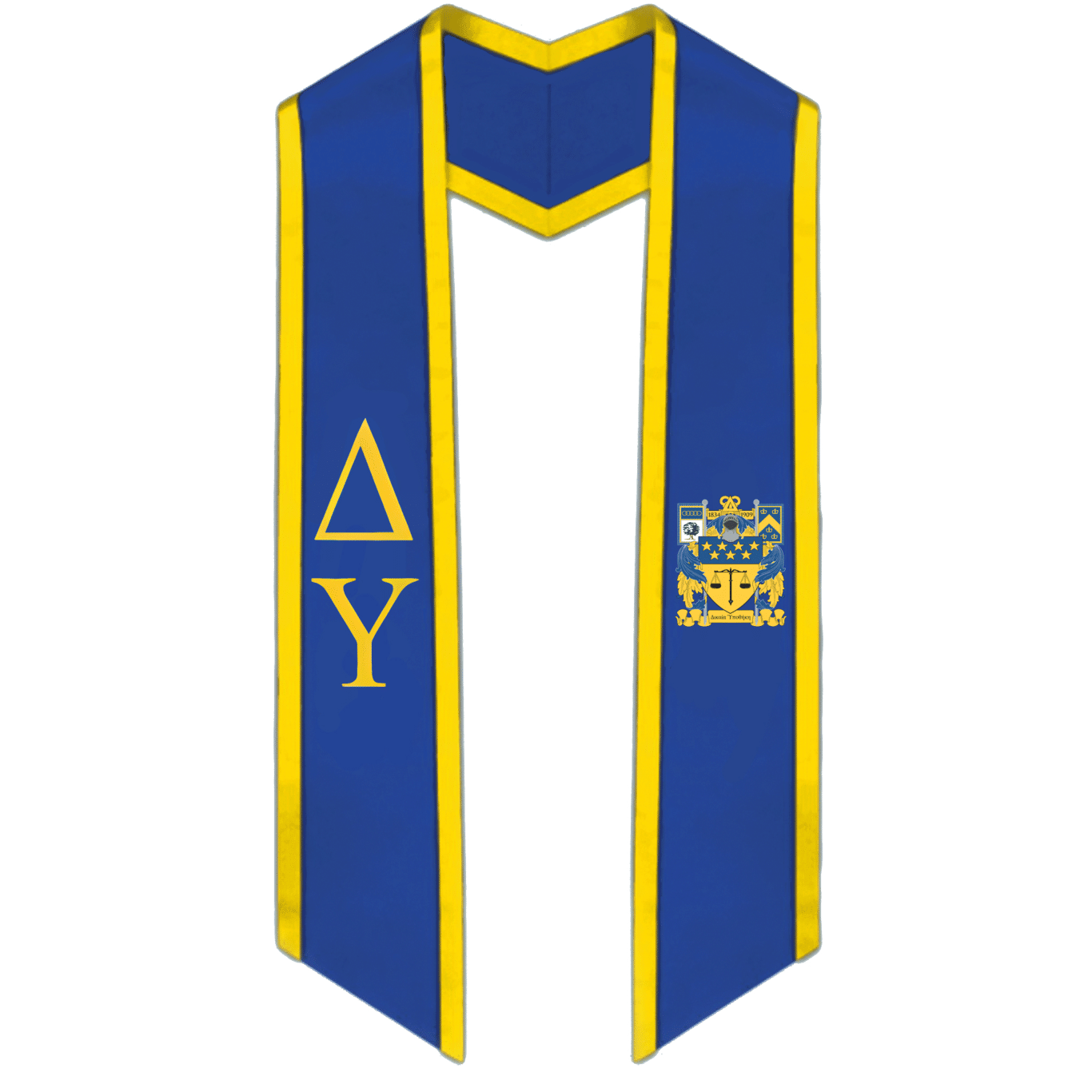 Delta Upsilon Trimmed Greek Lettered Graduation Stole W/ Crest - Graduation Gown and Cap