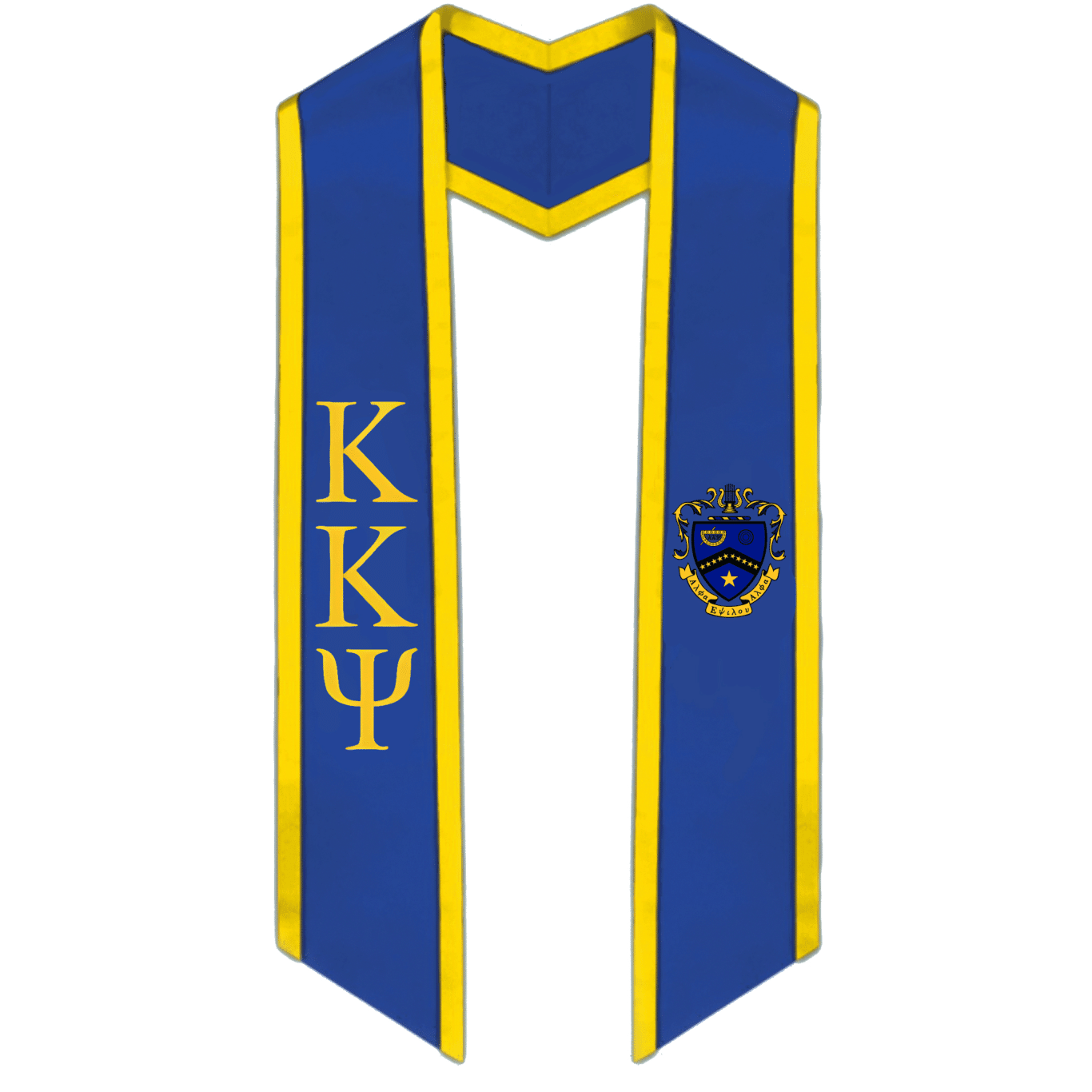 Kappa Kappa Psi Trimmed Greek Lettered Graduation Stole w/ Crest - Graduation Gown and Cap