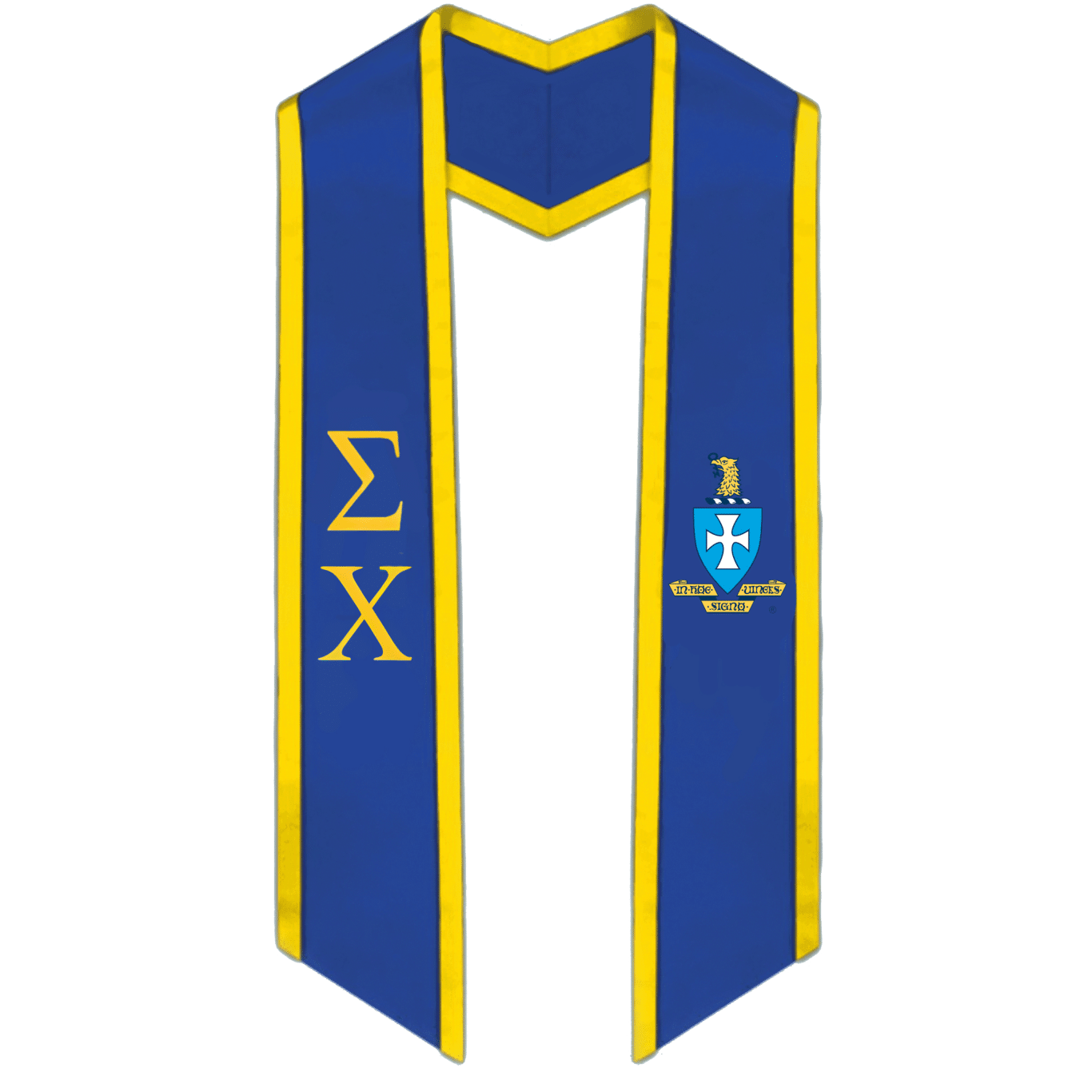 Sigma Chi Trimmed Greek Lettered Graduation Stole W/ Crest - Graduation Gown and Cap