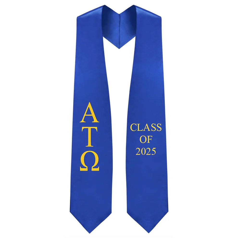 Alpha Tau Omega Greek Lettered Stole w/ Year - Graduation Gown and Cap