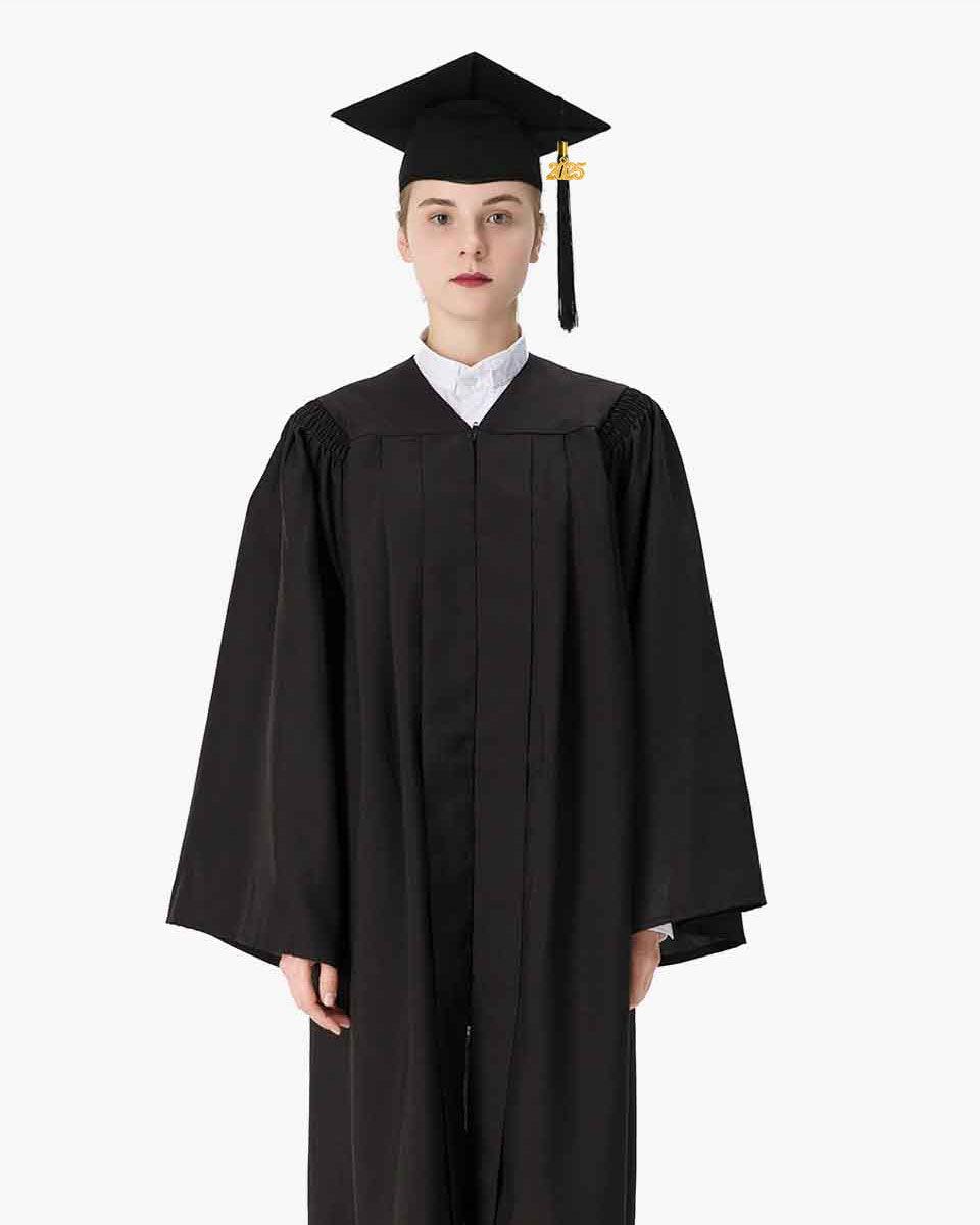 Deluxe Fluted Bachelor Graduation Gown Cap Tassel Package - Graduation Gown and Cap