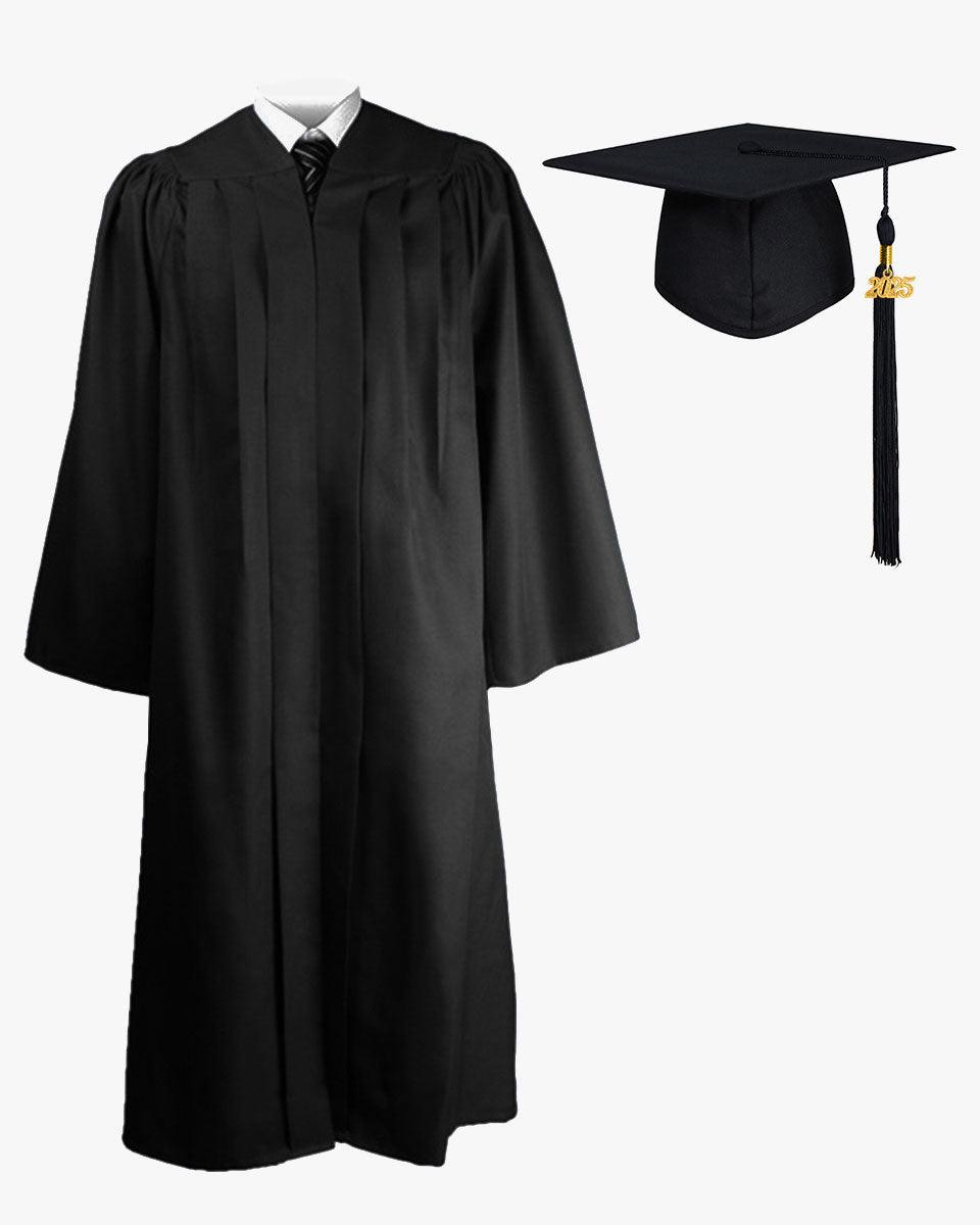 Deluxe Fluted Bachelor Graduation Gown Cap Tassel Package - Graduation Gown and Cap