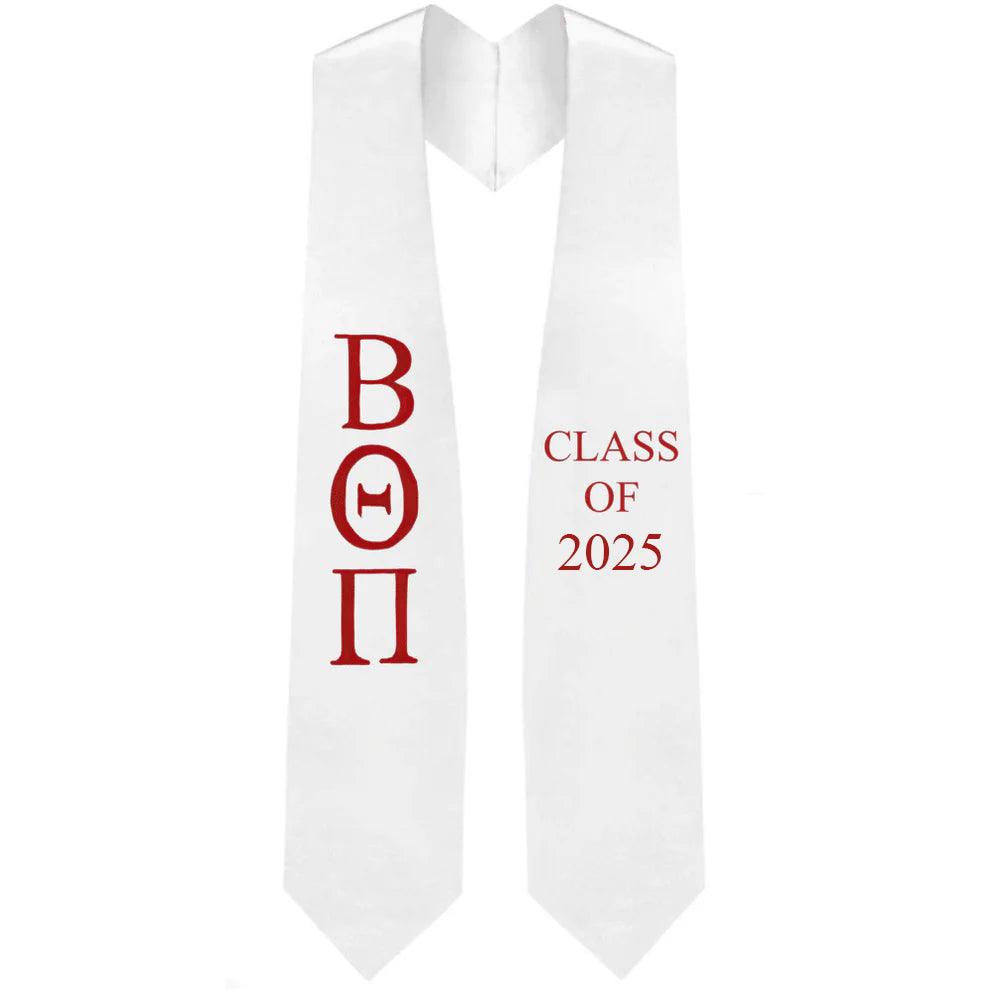 Beta Theta Pi Greek Lettered Stole w/ Year - Graduation Gown and Cap