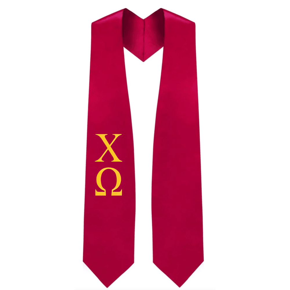 Chi Omega Greek Lettered Stole - Graduation Gown and Cap